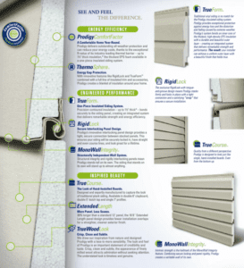 A modern brochure page featuring advanced siding technologies emphasizing innovation and sophisticated design.