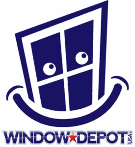 A cheerful blue logo with a smiling window conveys Window Depot USA’s welcoming expertise.